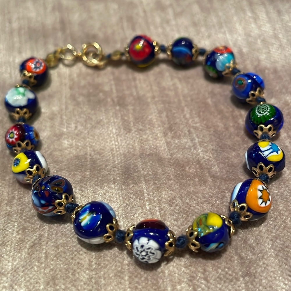 Millefiori Bracelet 8.5” Ankle Bracelet Glass Colorful